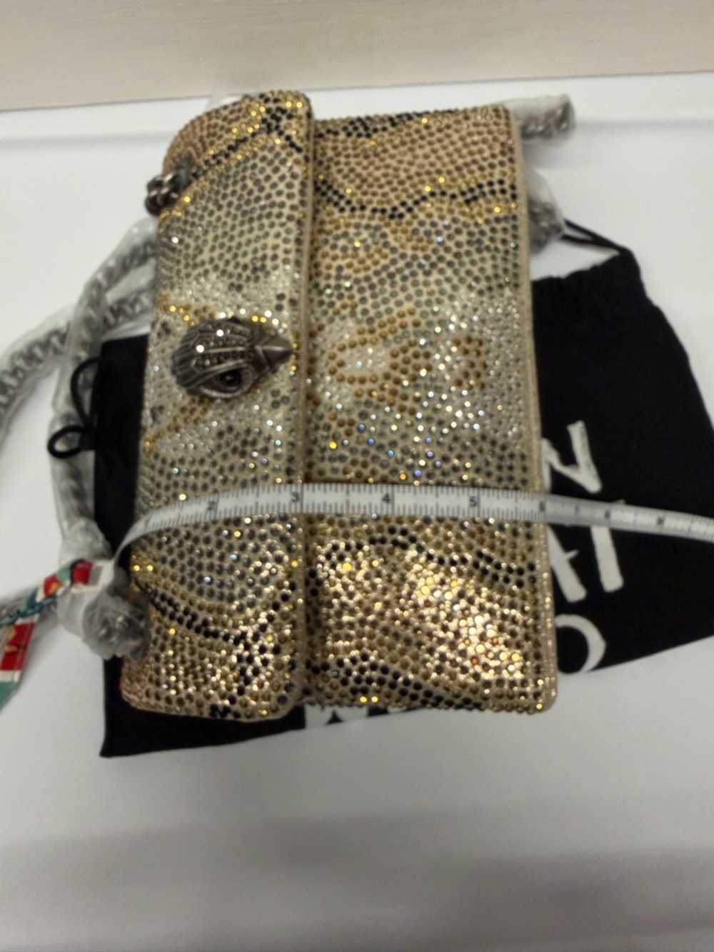 Kurt Geiger Kensington Crystal Snake Eagle Head Bag Gold Studded NWOT - Picture 11 of 11